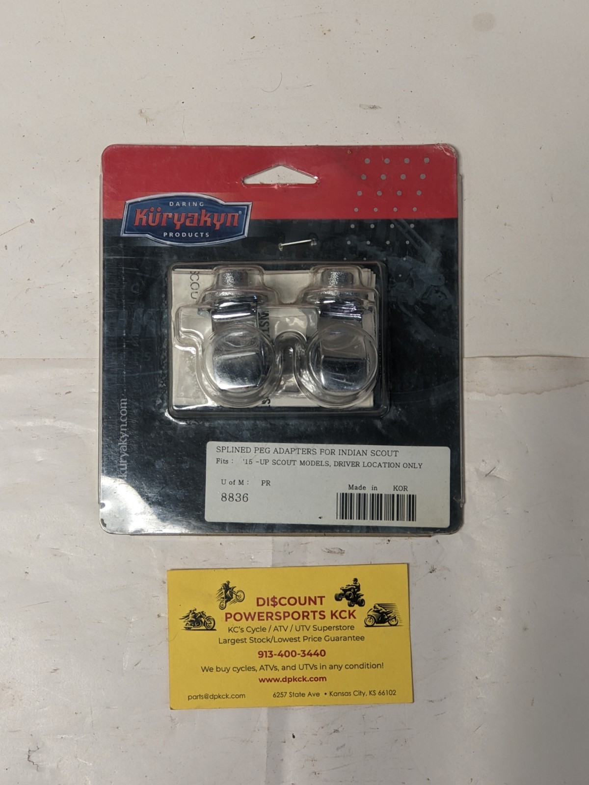 NIB kuryakyn Splined peg adapters for INDIAN SCOUT DRIVER LOCATION ONLY (8851)