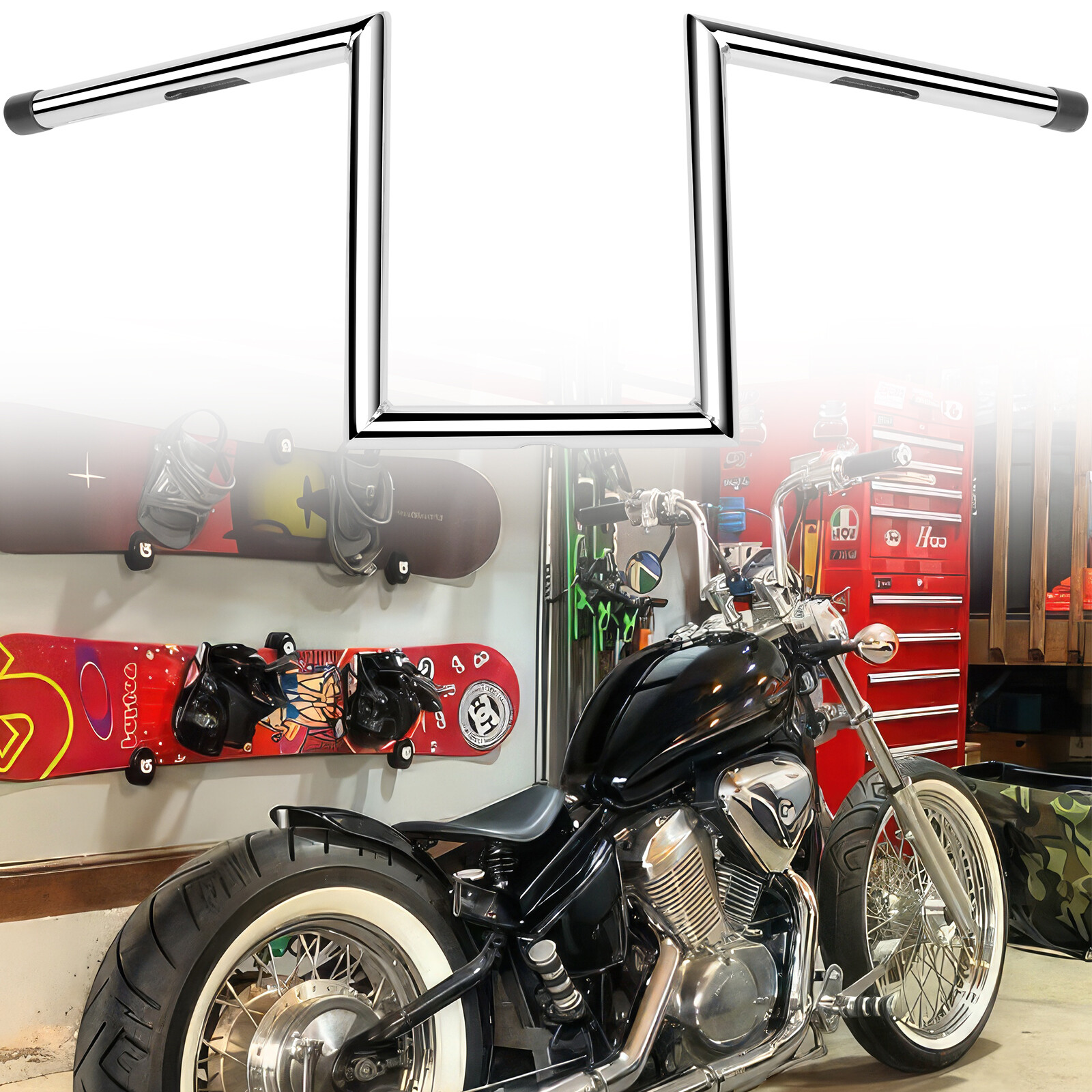 10″ Rise 1″ Bar Z-Bar Handlebar For Honda Shadow Spirit Aero VT 1100 750 VLX 600