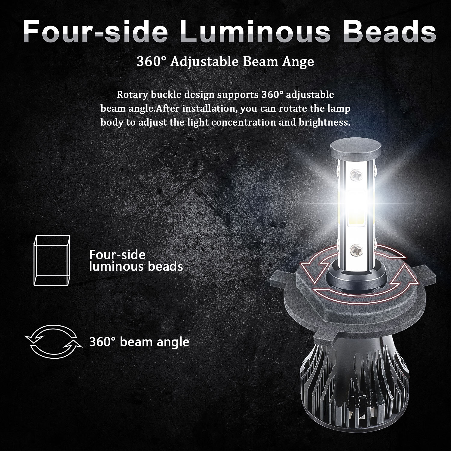 4side H4 Led Headlights Bulb For Honda Goldwing GL1200 GL1200A GL1200I GL1200L