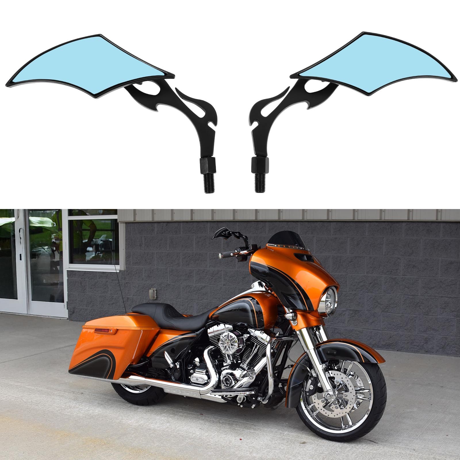 Side Mirror Rear View Black For Harley Sportster XL883 XL1200 Street Road Glide