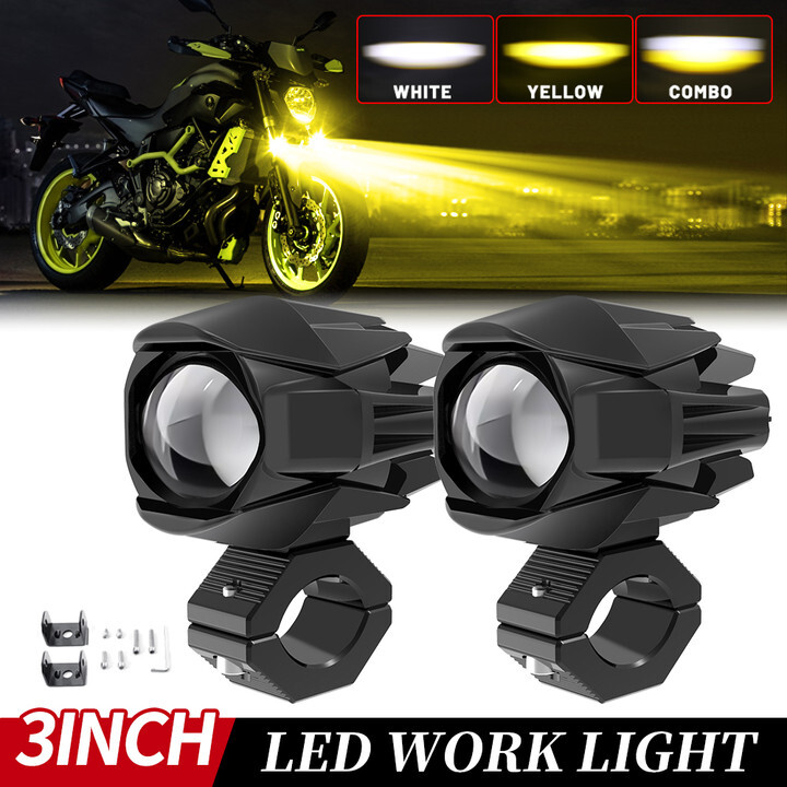 2X 3″ LED Work Lights Fog Driving Lamp Pods offroad for Motorcycle Yellow/White