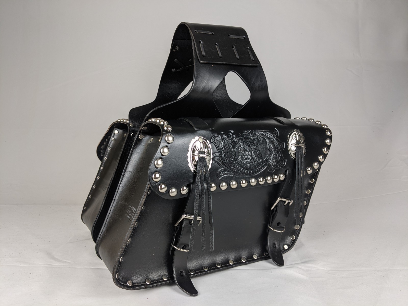 Motorcycle Leather Saddle Bags Classic Throw Over Style Universal fit 46L