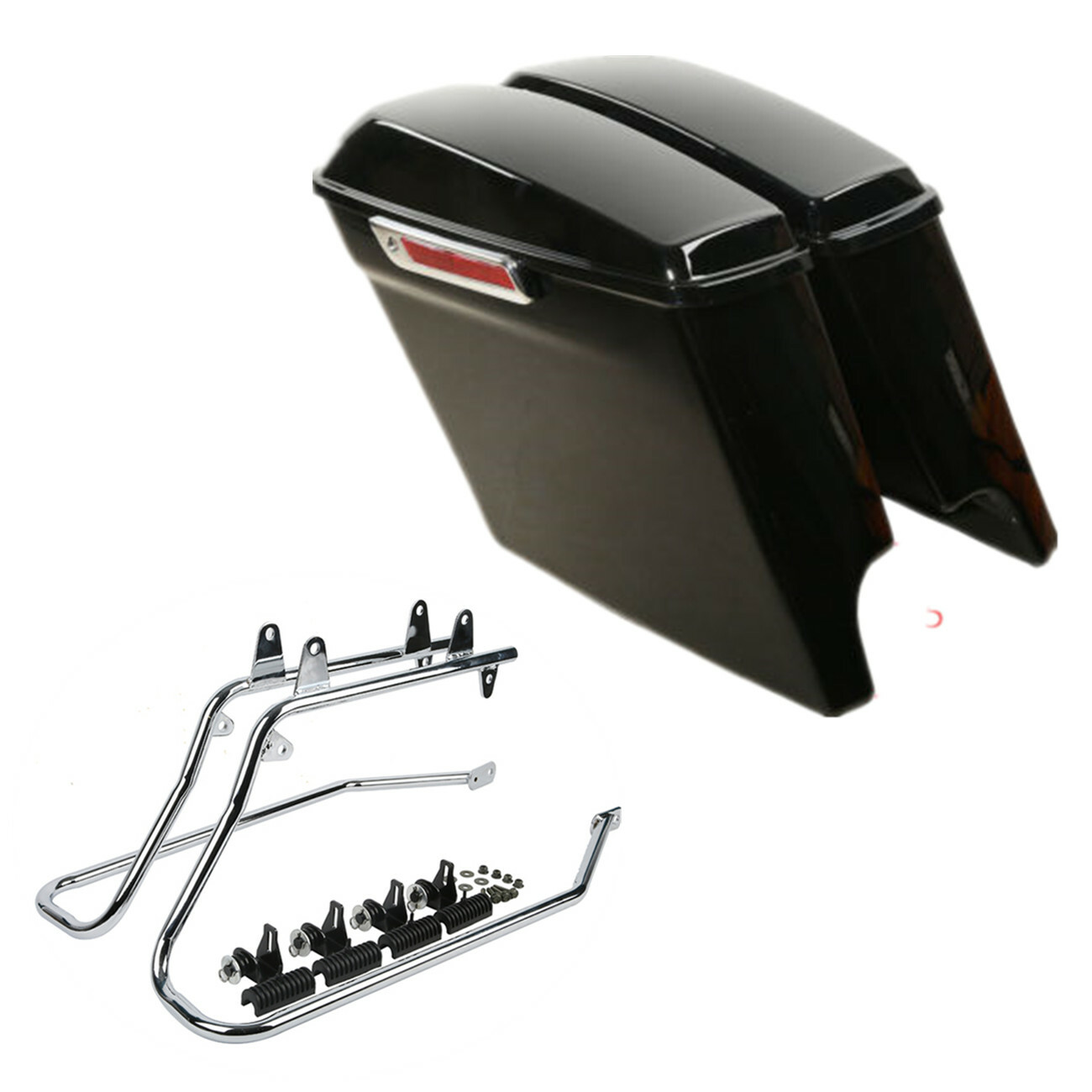 Unpainted 5″ Stretched Saddlebag Bracket Kit Fit For Harley Softail Deluxe 84-17