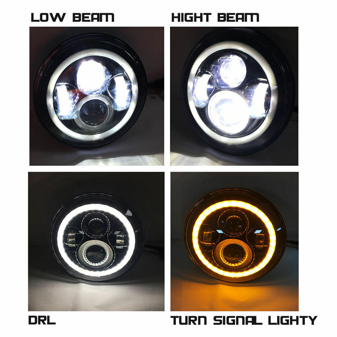 7″ inch LED Projector Headlight Halo DRL for Harley Davidson Street Glide FLHX