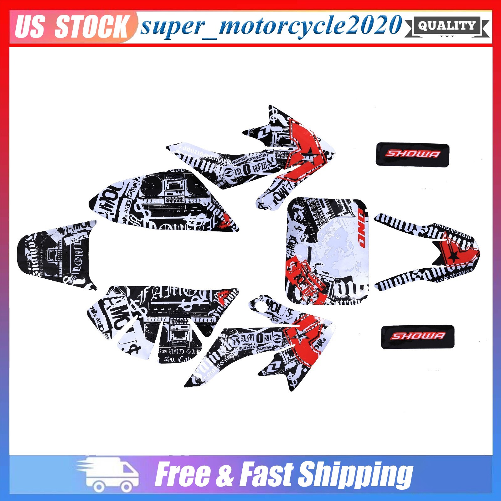 High Quality New Plastic Fender Sticker Decal Kit For CRF50 Style Dirt Pit Bike
