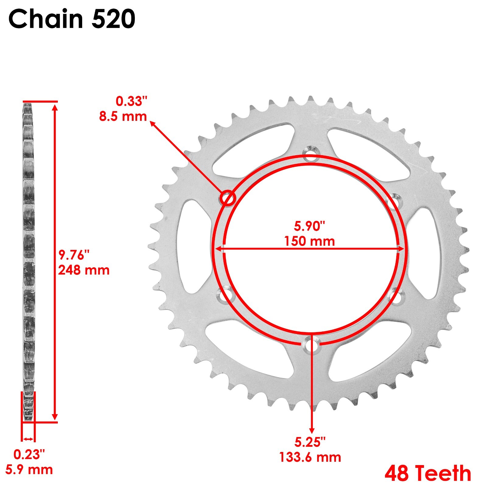 Drive Chain & Sprockets Kit for Kawasaki KDX200 1984 1985 1986 1987 1988