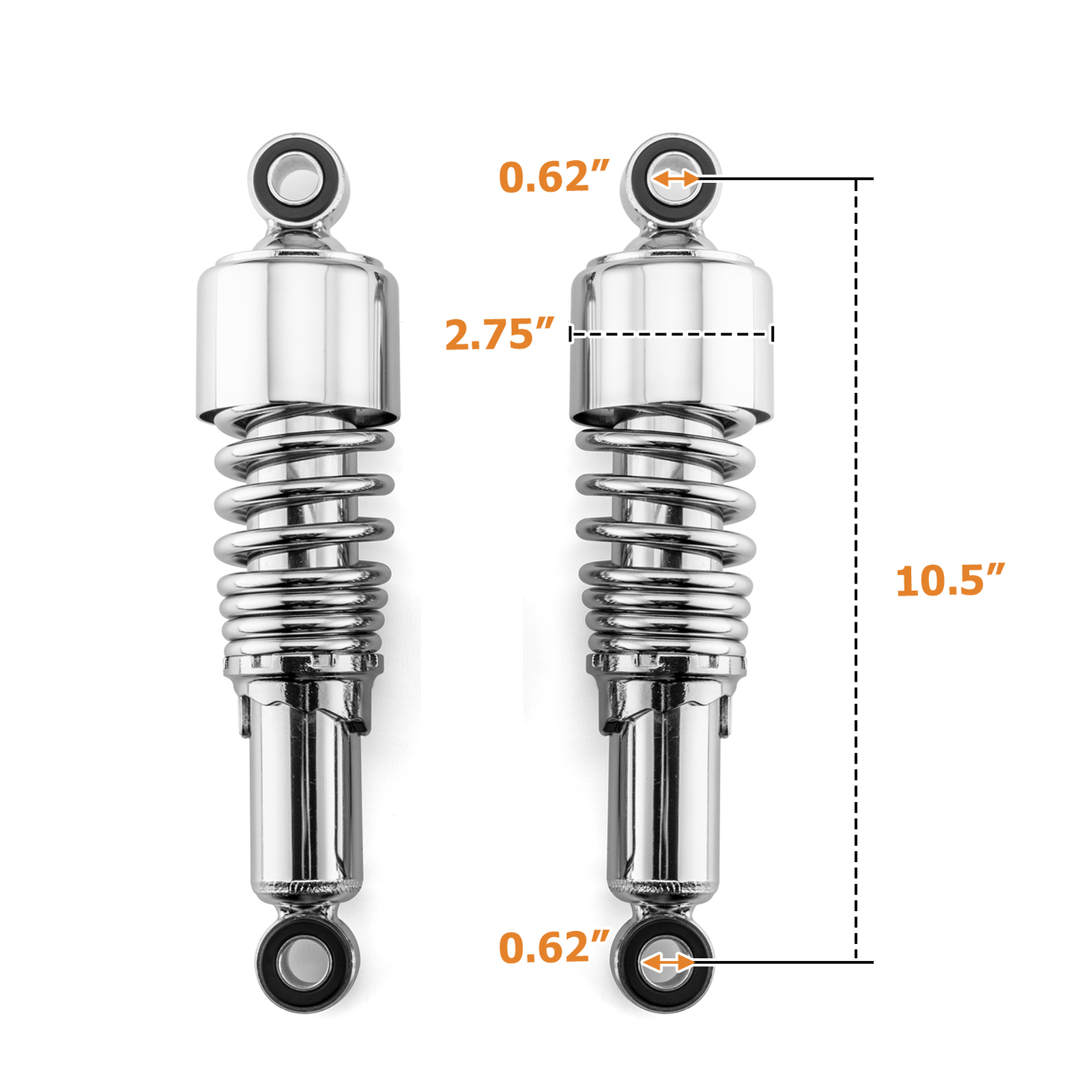 Shock Absorbers for Harley Sportster, Iron 883 1200, Lowering 10.5 inch Chrome