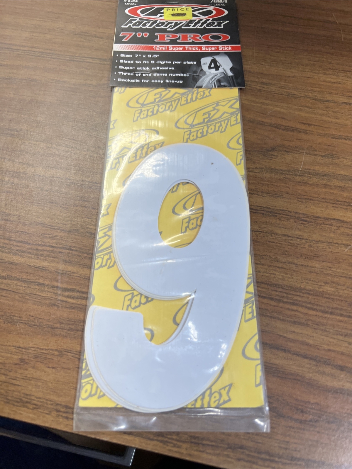 Factory Effex Pro FX 7” White Factory Numbers 9 3 Pack FX02-4359 12 Mil