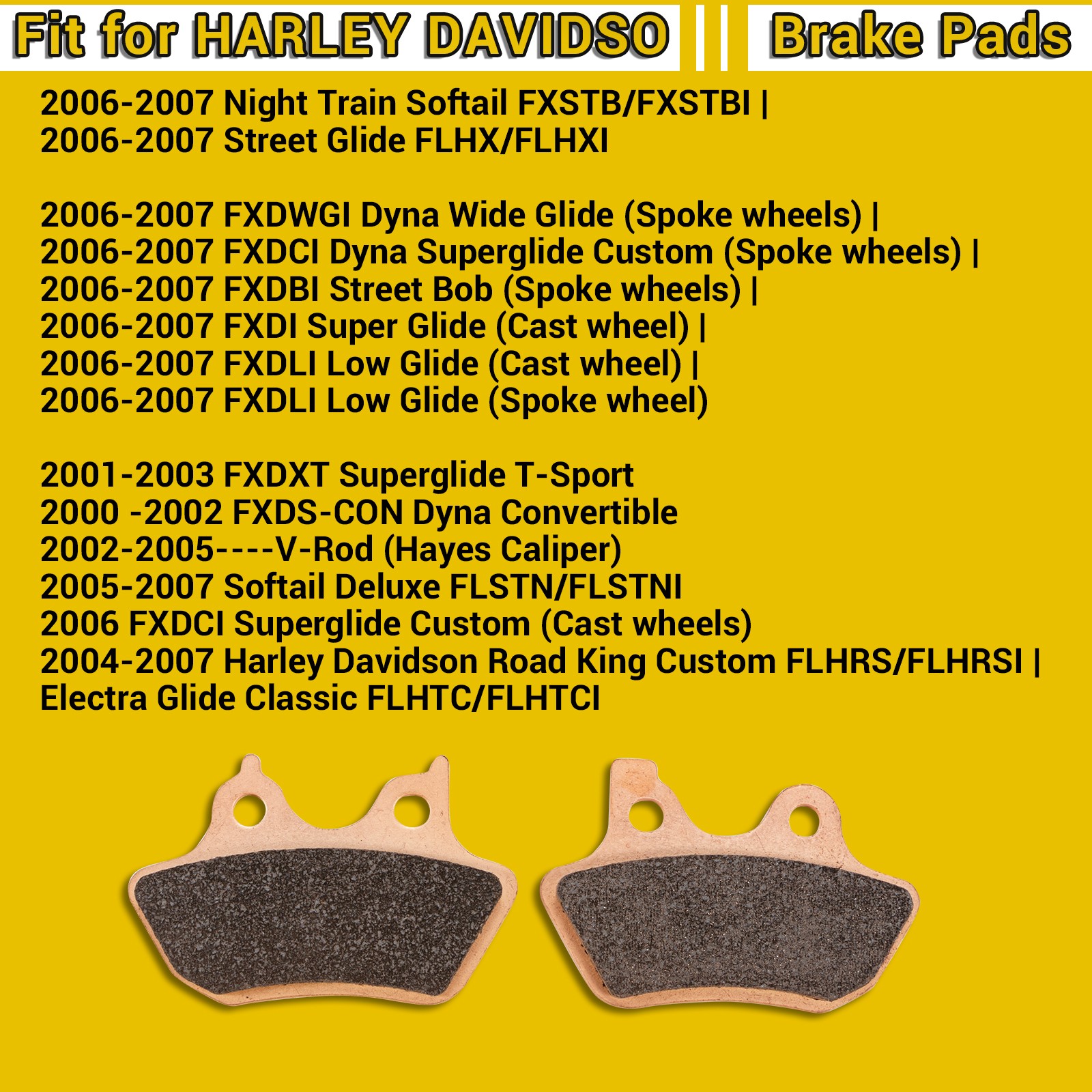 Brake Pads for Harley Davidson Electra Glide Ultra Classic Road King Fatboy Dyna