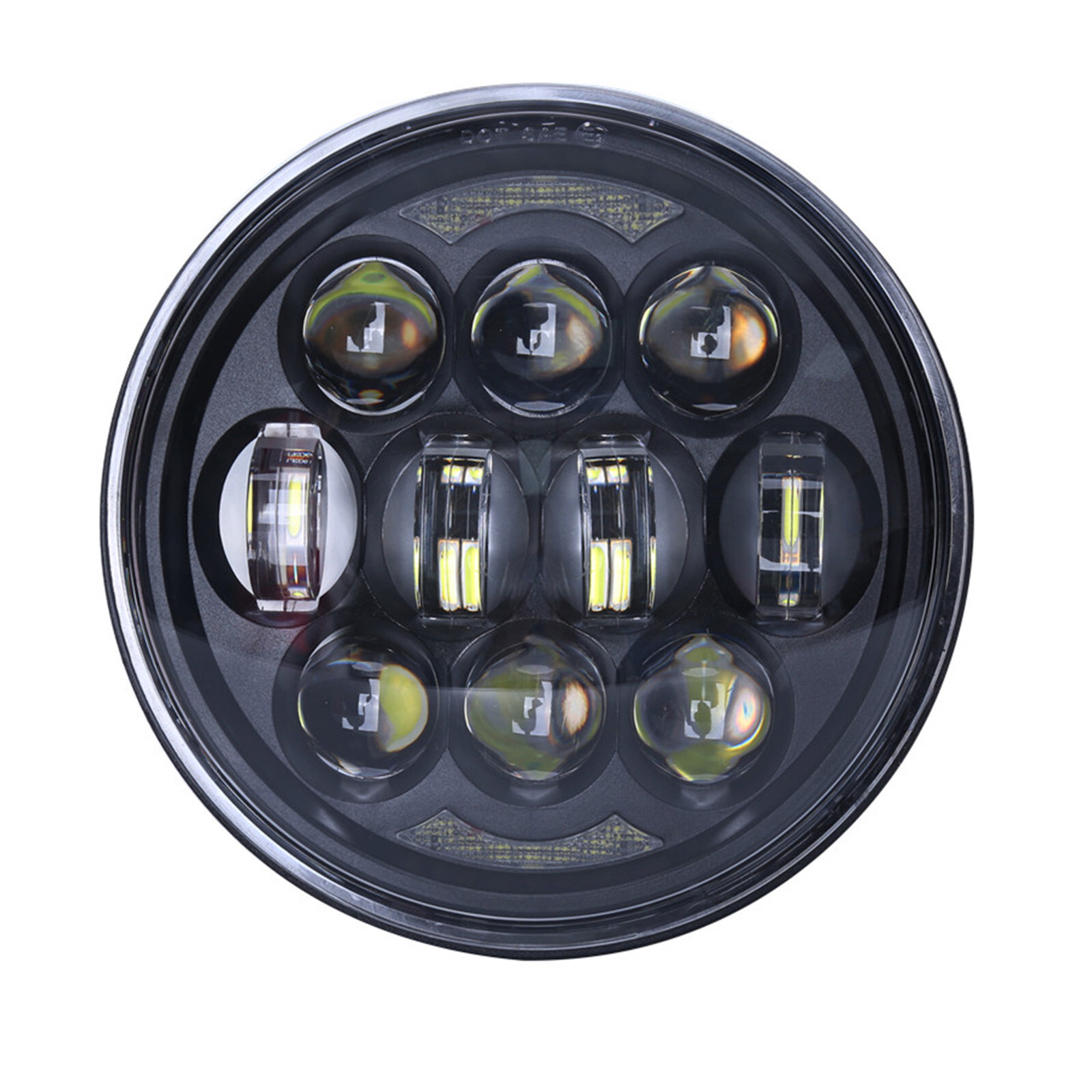 Black 5-3/4” 5.75″ inch 80W LED Motorcycle Headlight Halo High Low Beam 4800LM
