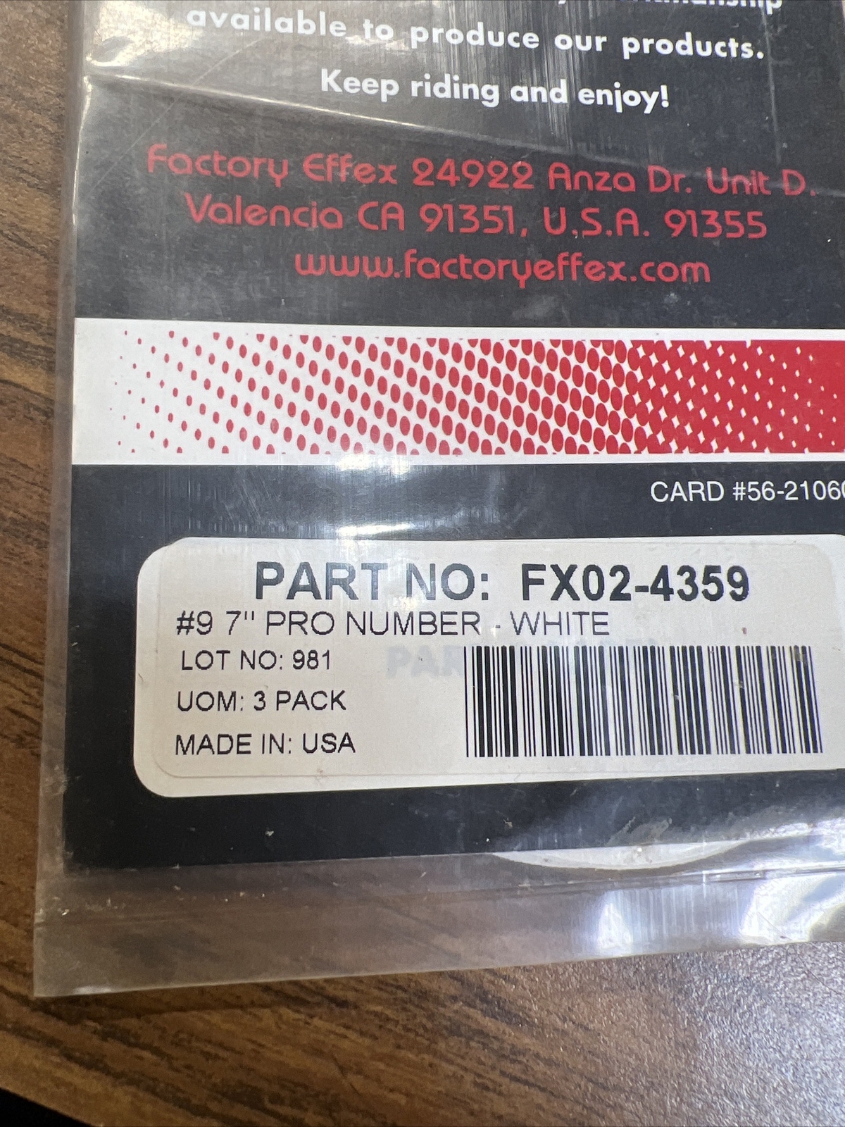 Factory Effex Pro FX 7” White Factory Numbers 9 3 Pack FX02-4359 12 Mil