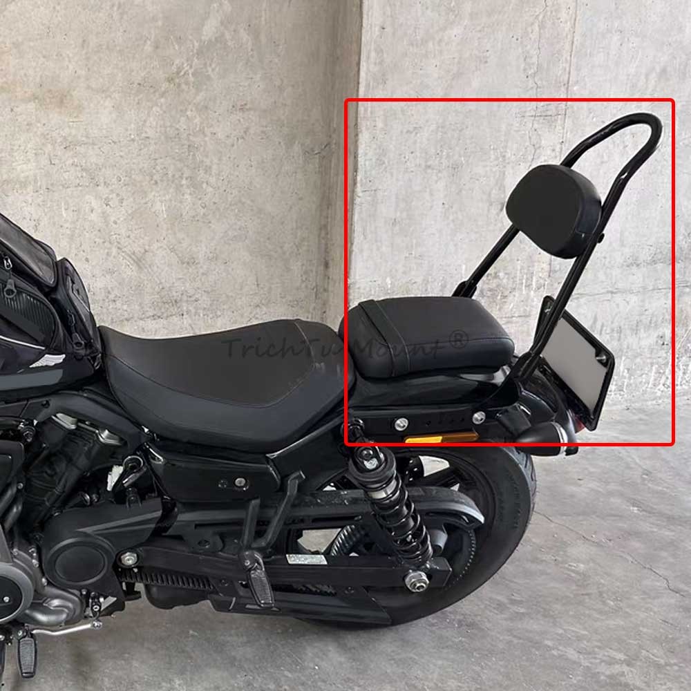 Black Motorcycle Sissy Bar Passenger Backrest Pad For Harley FXST FLSL FLHC FLDE