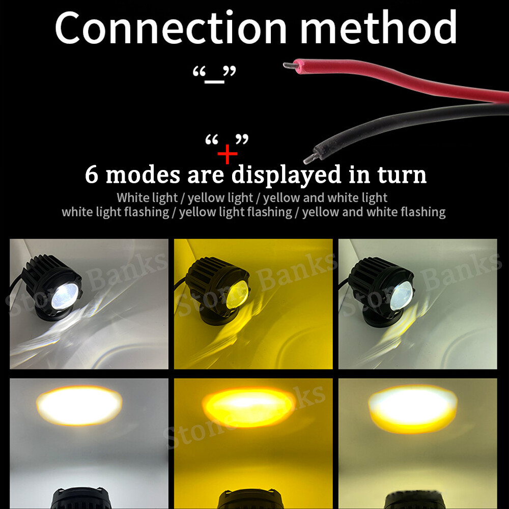 2X 60W LED Spot Light Motorcycle Headlight Driving Fog Lamp Yellow/White Strobe