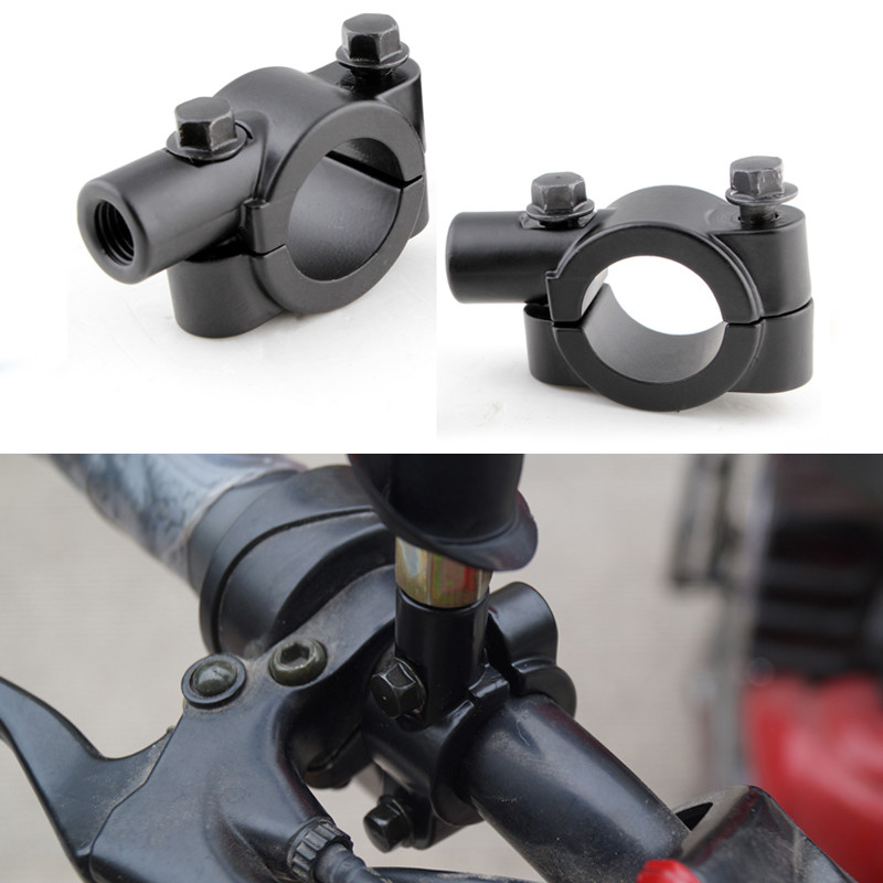 2X 8MM MIRRORS CLAMP ON MOUNT ADAPTER FITS 7/8″ HANDLEBAR SPORTS BIKES MINI BIKE
