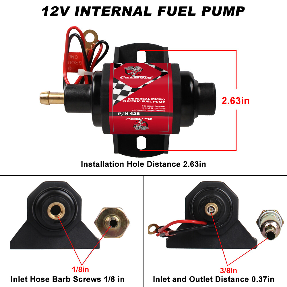 Low Pressure 2-3.5PSI 12 Universal Micro Electric Fuel Pump 42S Polymer Gasoline