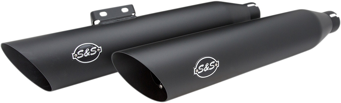 S&S Cycle Slash Cut Race Slip-On Mufflers Black 550-0735 Fat Boy 107 114 18-22