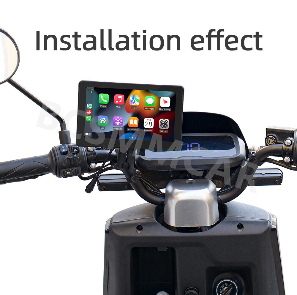 7in Touch Screen Motorcycle Wireless CarPlay Navi MP5/TF DVR Monitor Waterproof