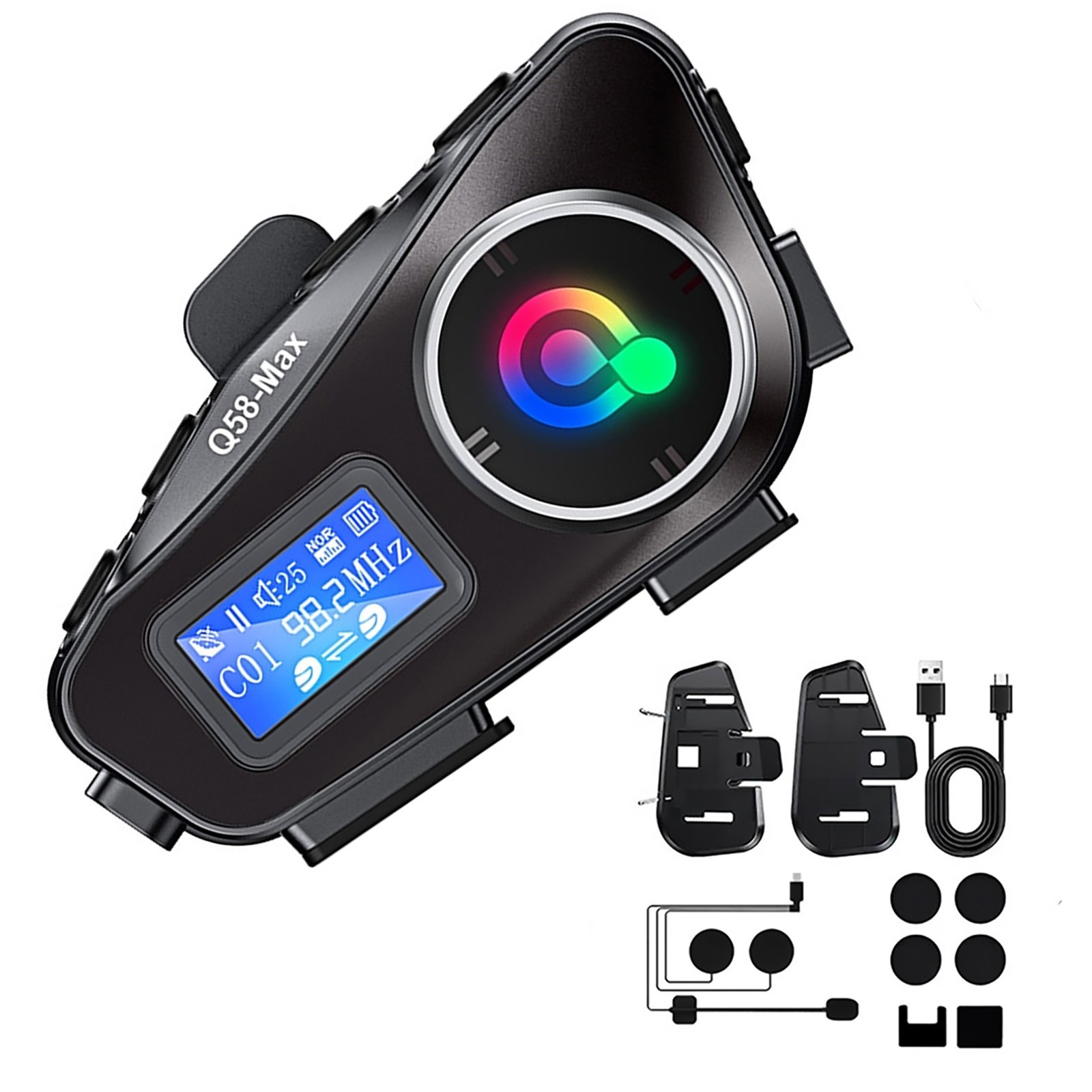 New Waterproof Bluetooth Headset Motorcycle Intercom Helmet 1000mAh LCD