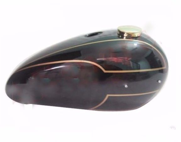 Fits For Triumph T140 Black Painted Aluminum Gas Tank With Brass Cap and Tap S2u
