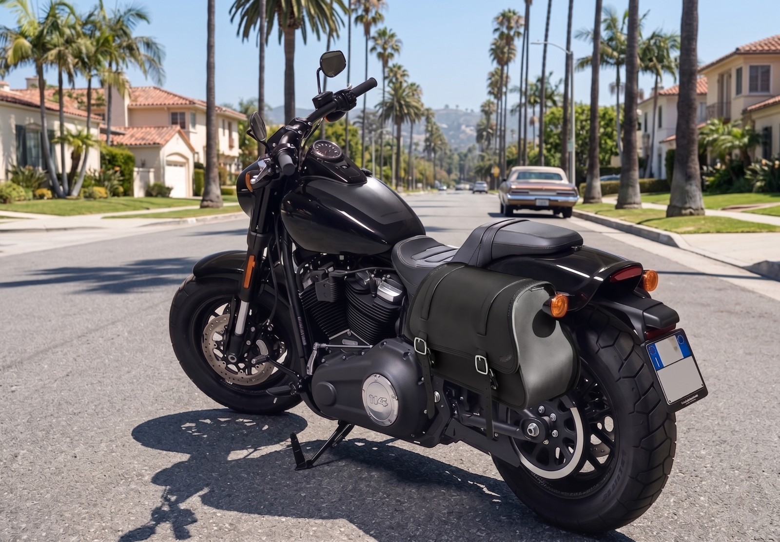SADDLEBAG FOR HARLEY DAVIDSON SOFTAIL FAT BOB 2018-2023 ITALIAN LEATHER QUALITY