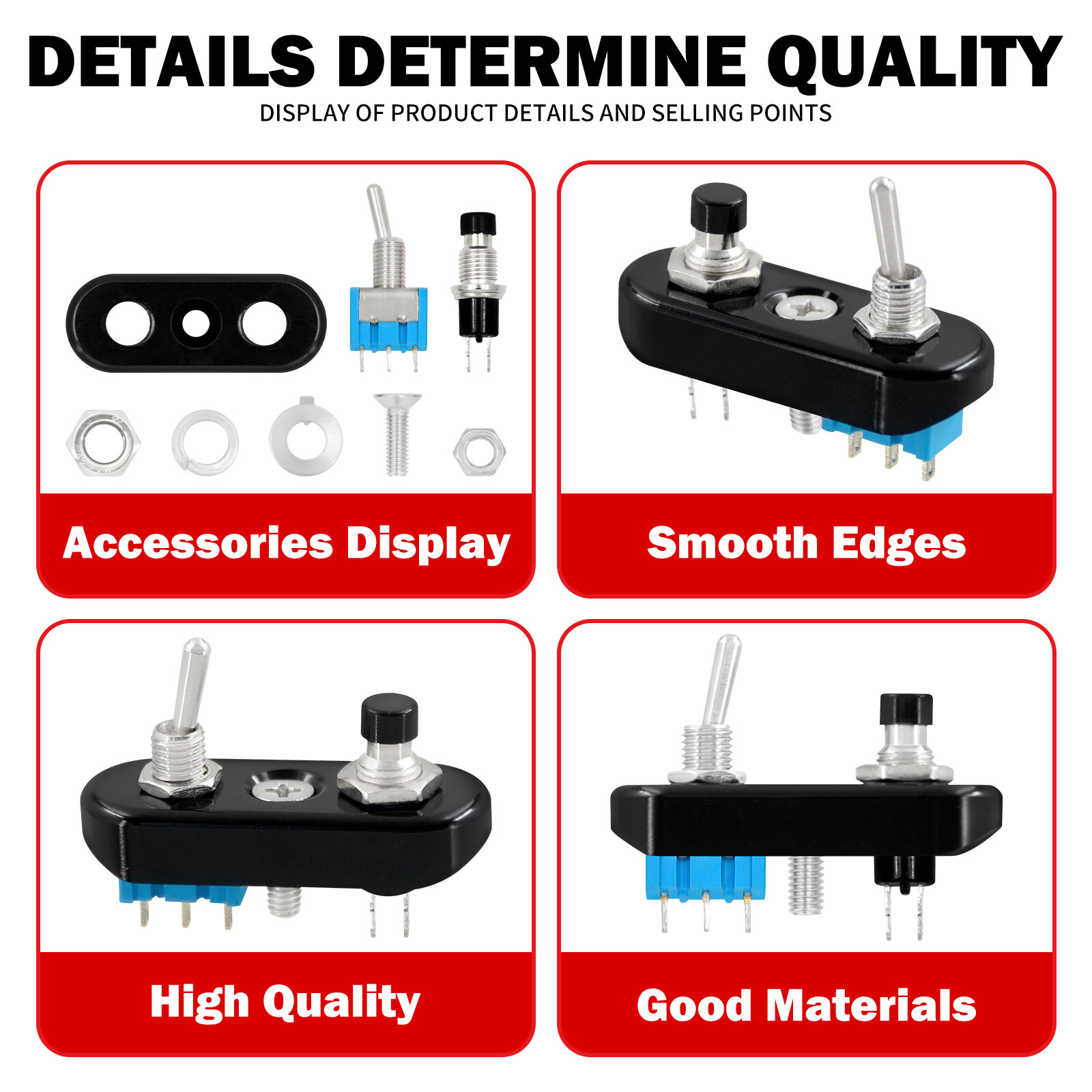 Mini Control Black Toggle Push Switch ON/OFF Button For Universal 1″ Handlebar
