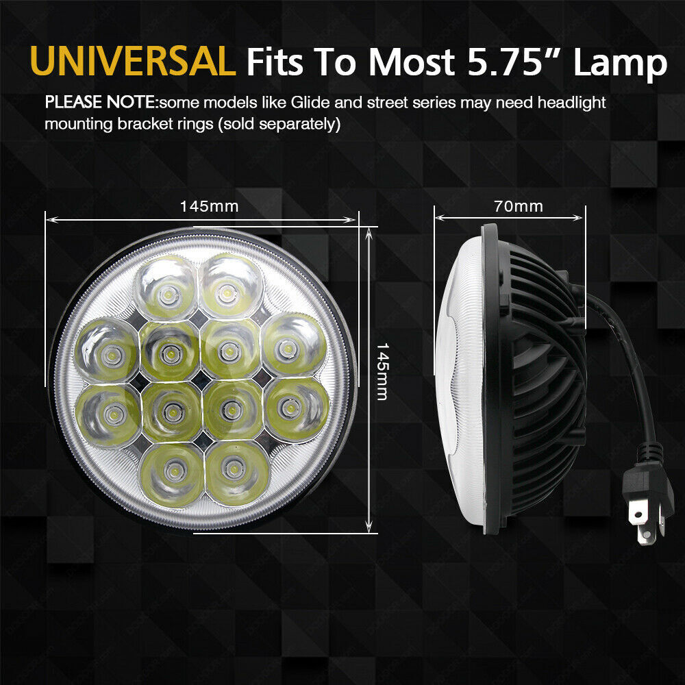 Brightest 5-3/4″ 5.75″ inch LED Projector Headlight DRL for Motorcycle Motor