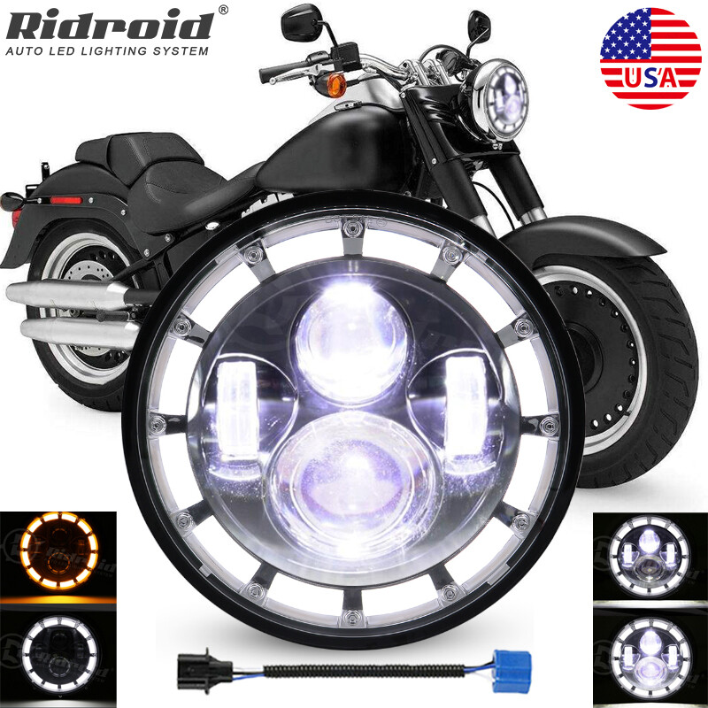 7 inch LED Headlight Halo DRL Projector For Harley-Davidson Softail FatBoy FLSTF