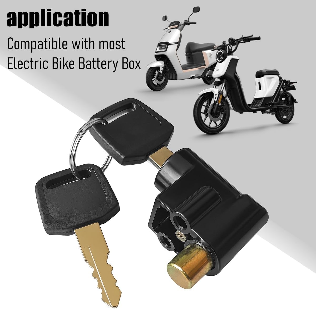 Metal Anti-Theft Lock E-Bike Battery Box, Includes 2 Keys