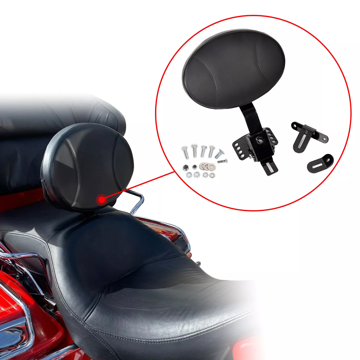 Plug-in Driver Rider Backrest Pad For Harley CVO Touring Road King Glide 97-23