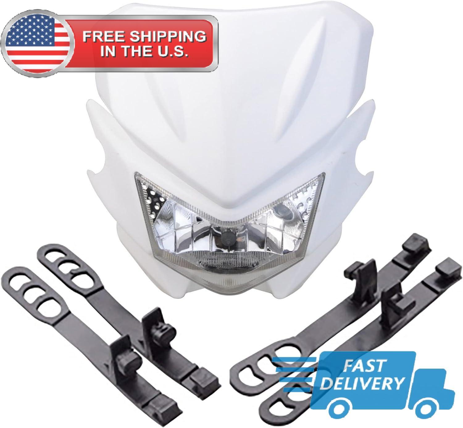 White Dirt Bike LED Headlight w/ DRL for Honda CR125 CR250 CRF 125 230 250 450