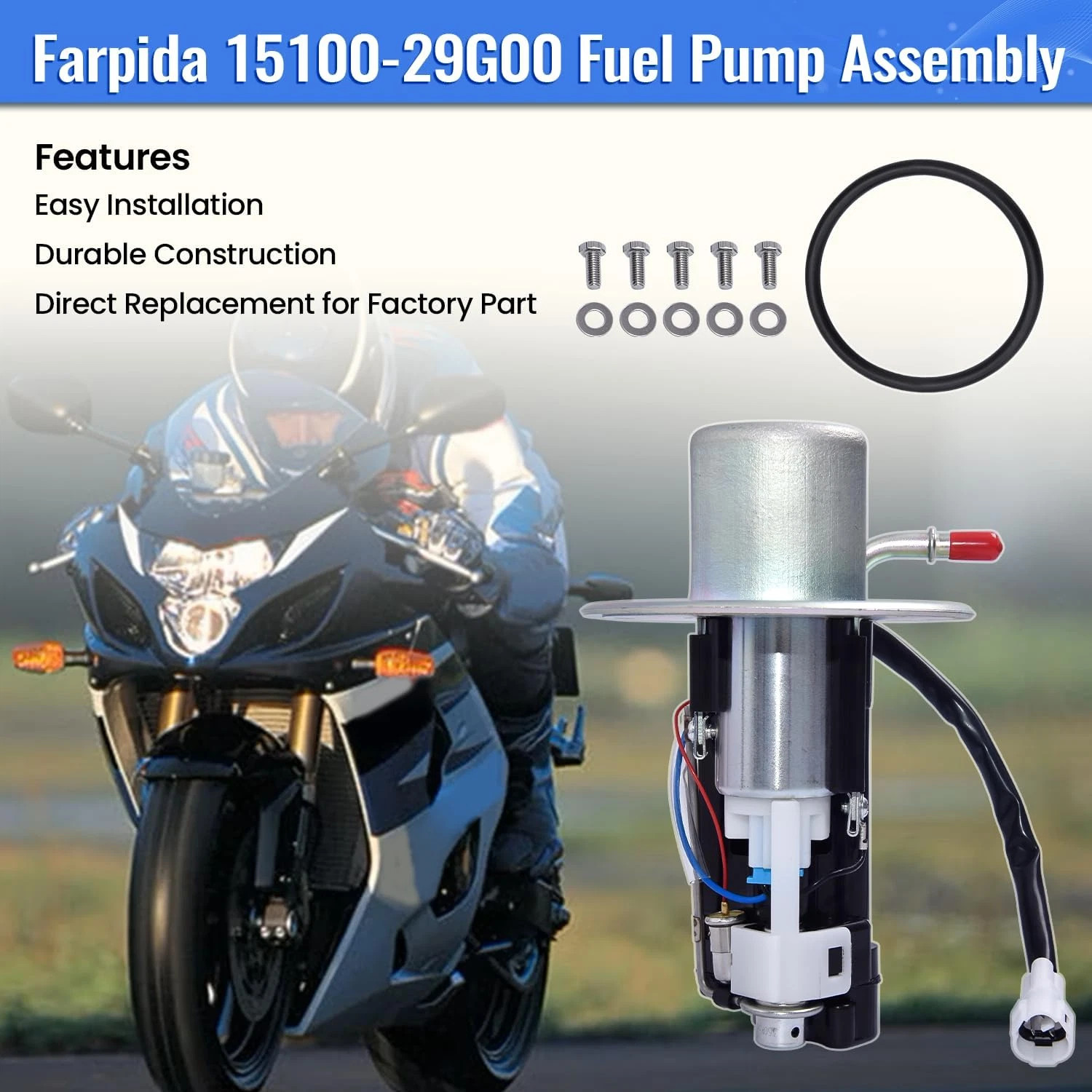 New Fuel Pump Assy For SUZUKI 2004-2005 GSXR 600 GSXR 750 15100-29G00 US