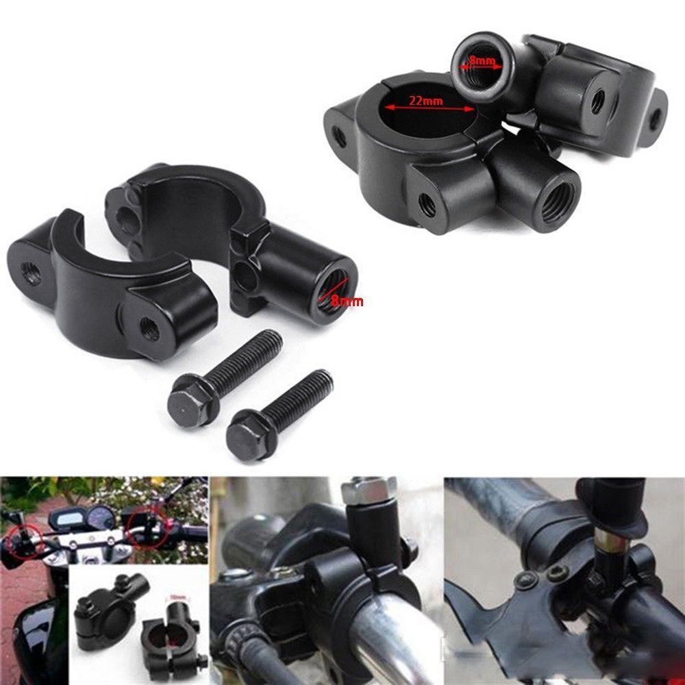 8mm 7/8″ 22mm Motorcycle Handle Bar Mirror Mount Adaptor Clamp Bracket Universal