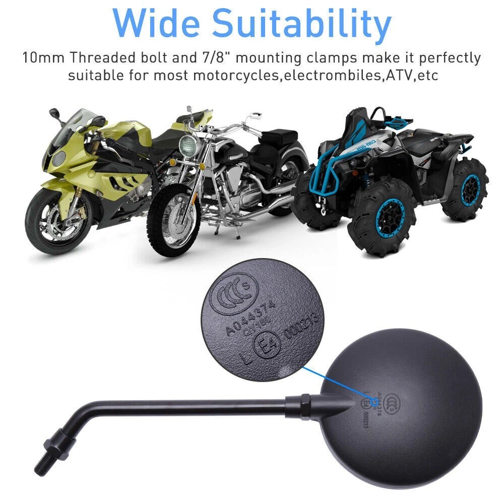 Round Motorcycle Rearview Mirrors Long Stem For Triumph Trident T160 660 750 900