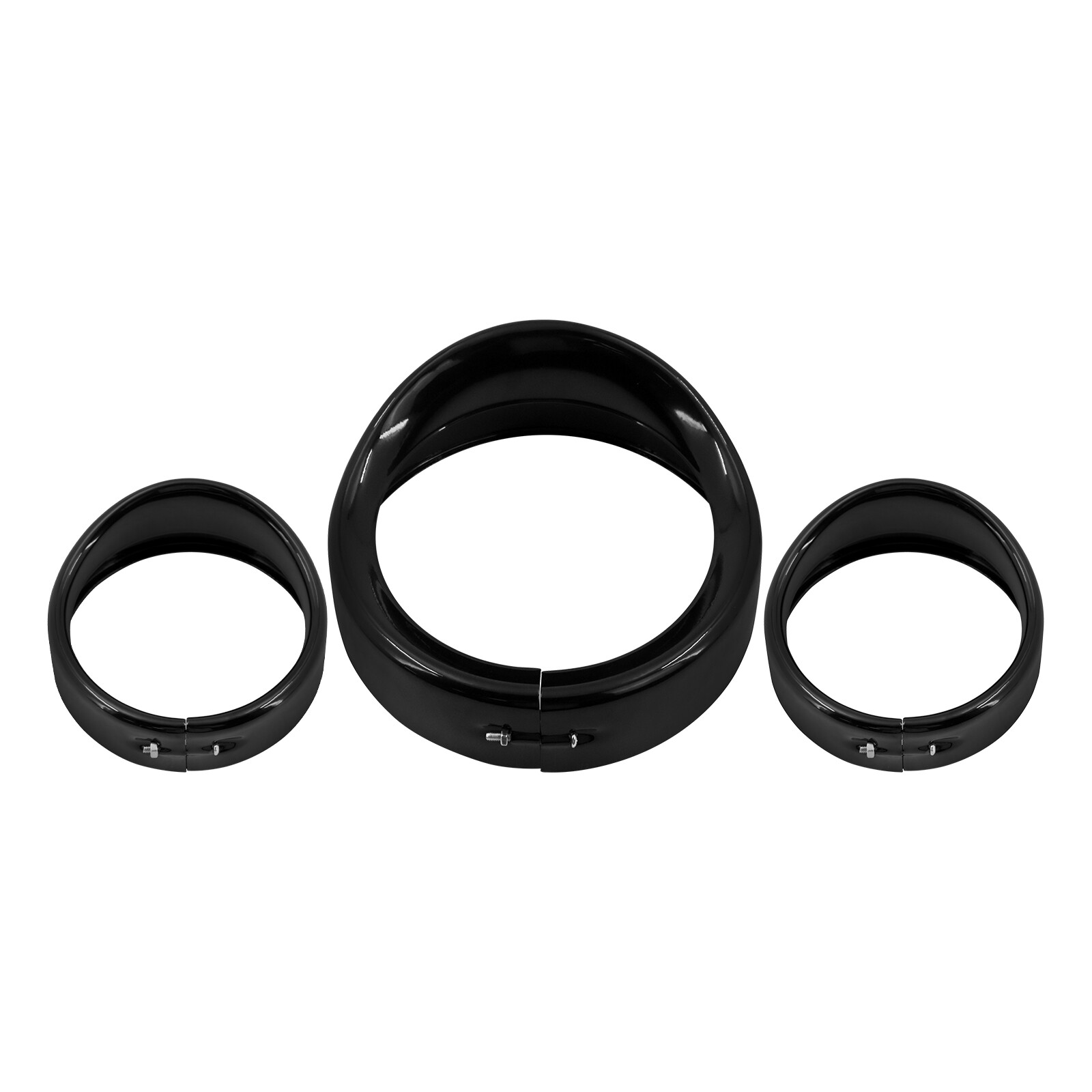 Gloss 7” Headlight+ 4.5″ Auxiliary light Visor Trim Ring Set Fit For Harley FLH