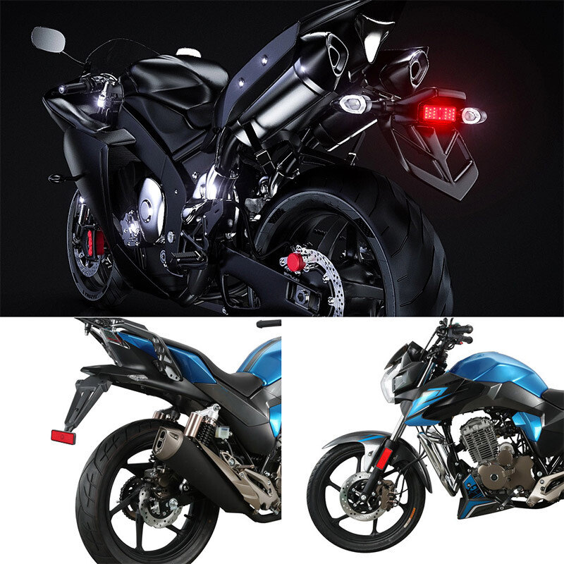 2X Motorcycle Rectangle 24 LED Reflector Stop Tail Brake Turn Signal Light Lamp