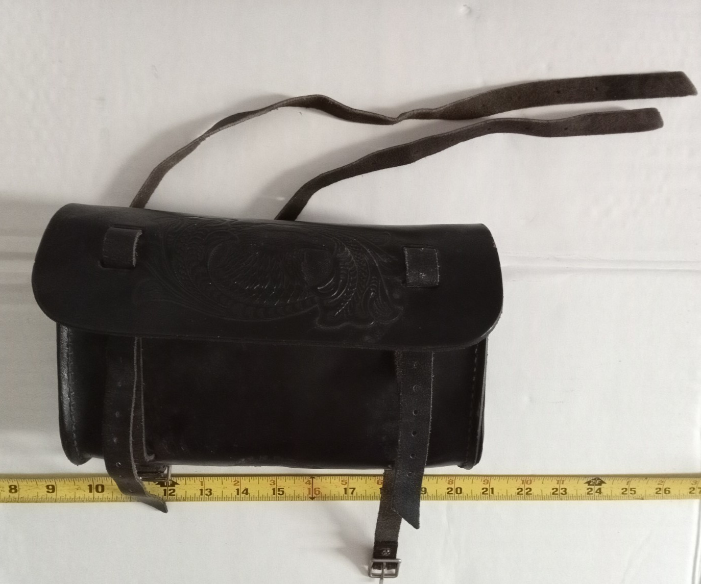 Genuine Leather Eagle Motorcycle storage accessory bag.