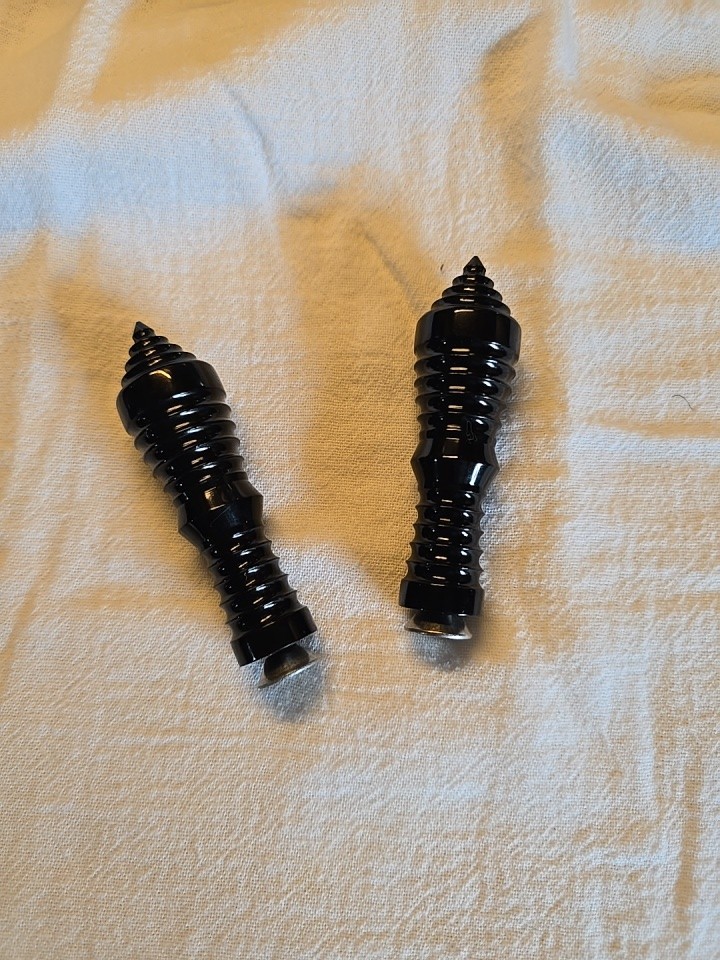 Custom Black Anodized Spiked Toe Pegs – Motorcycle Shifter / Brake Peg Set