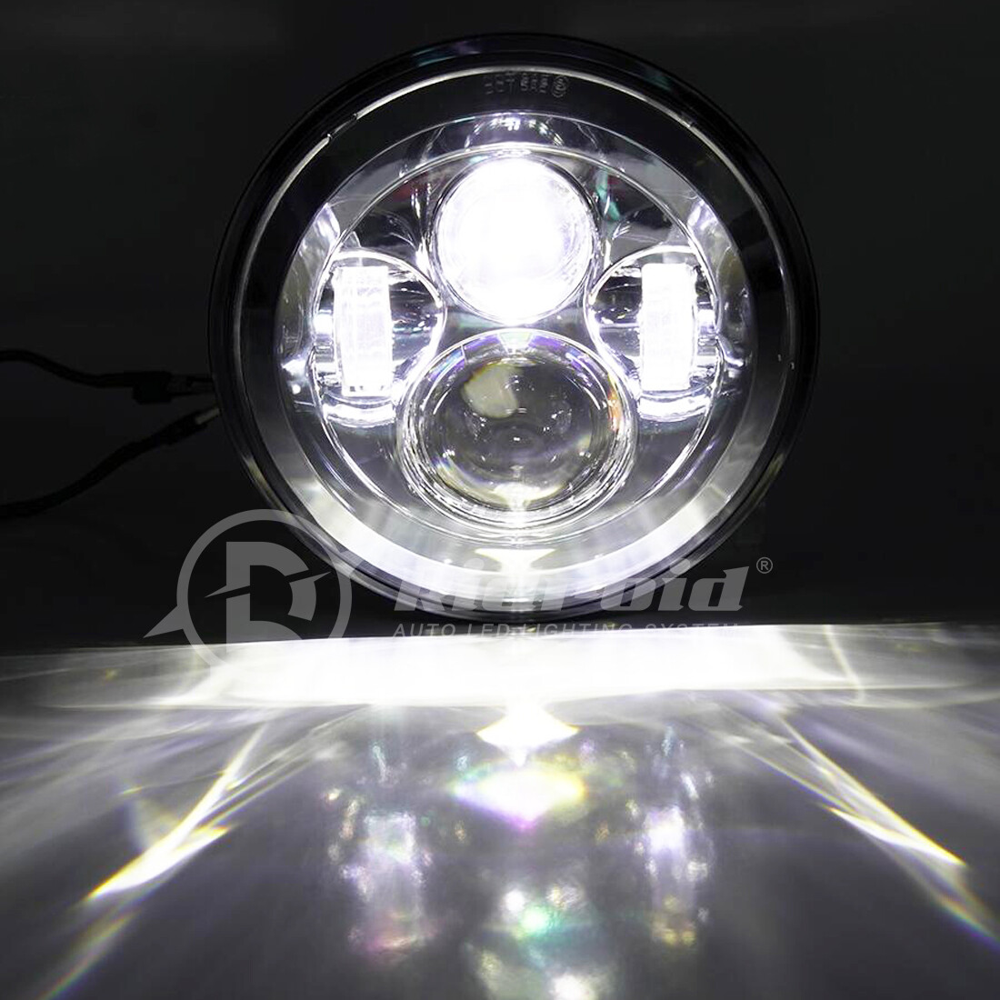 7″ Inch Motorcycle LED Headlight W/BLUE DRL Hi/Lo Beam Lamp For Motorbike Motor