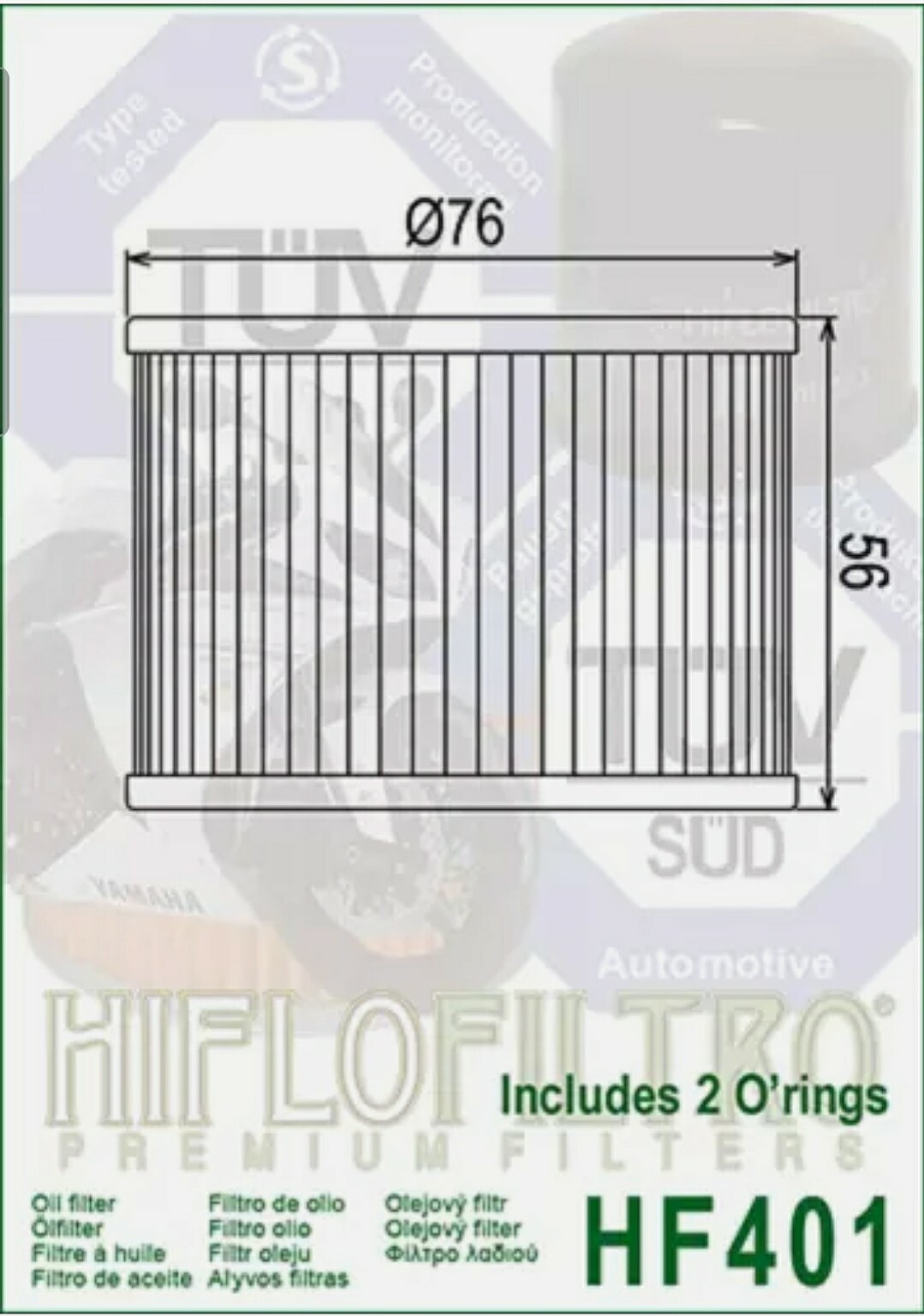 HifloFiltro Oil Filter Hf401 Kawasaki Ninja 250R Zrx1100 1200R Zx11 Zzr1200