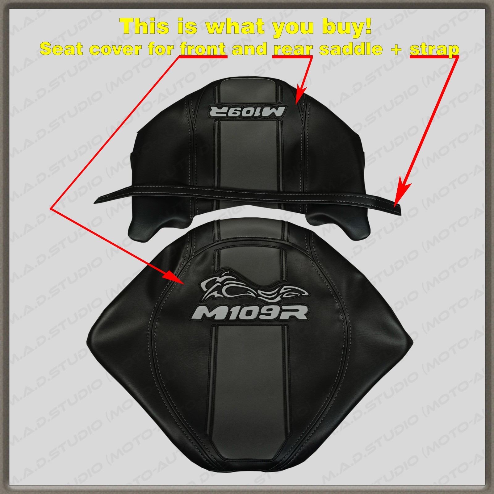 CUSTOM (Black+D.Gray+L.Gray+strips) Seat Cover Suzuki BOULEVARD M109R (06-26)