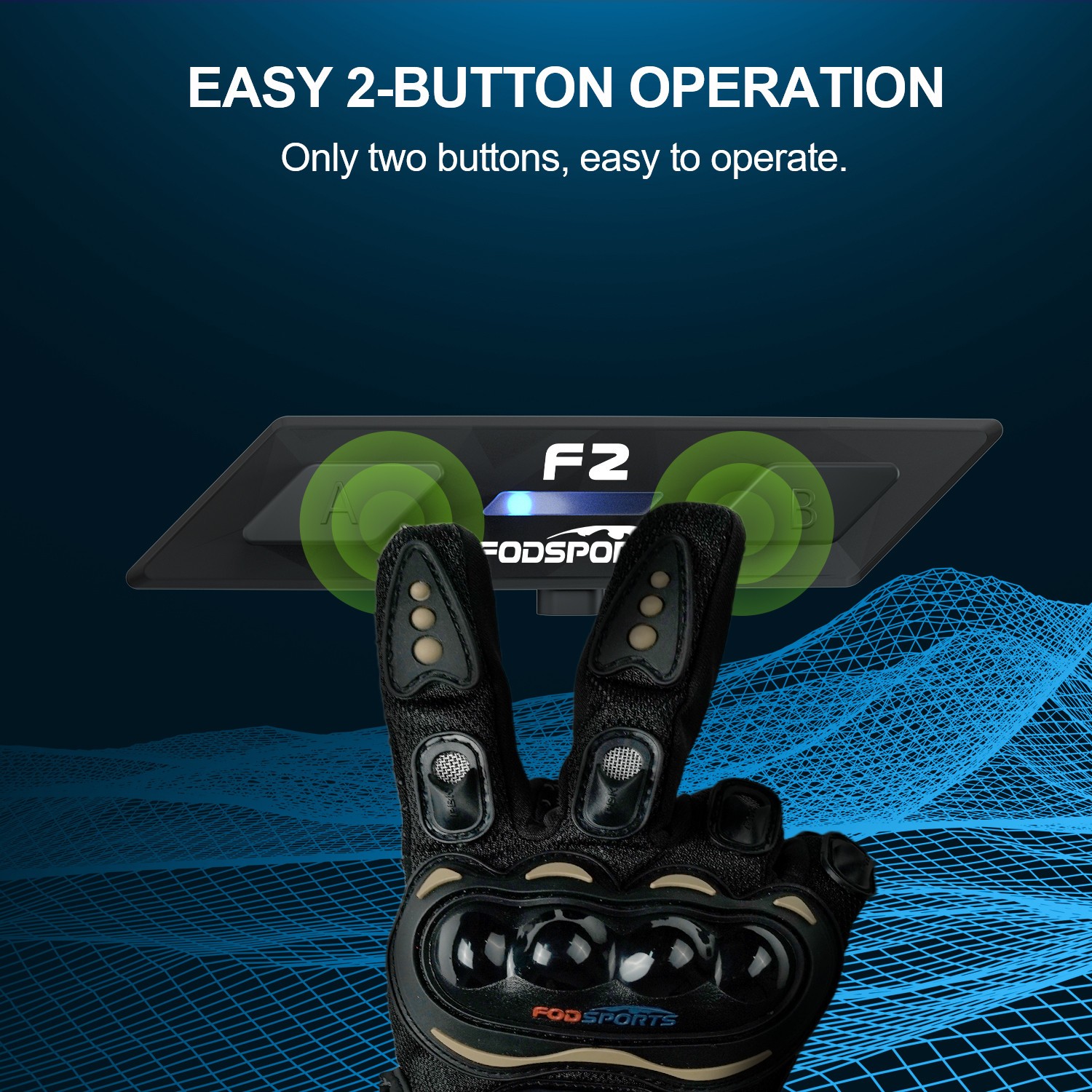 FOD F2 Motorcycle Intercom Headset Wireless 5.4 Communication System 1000M 2 Way