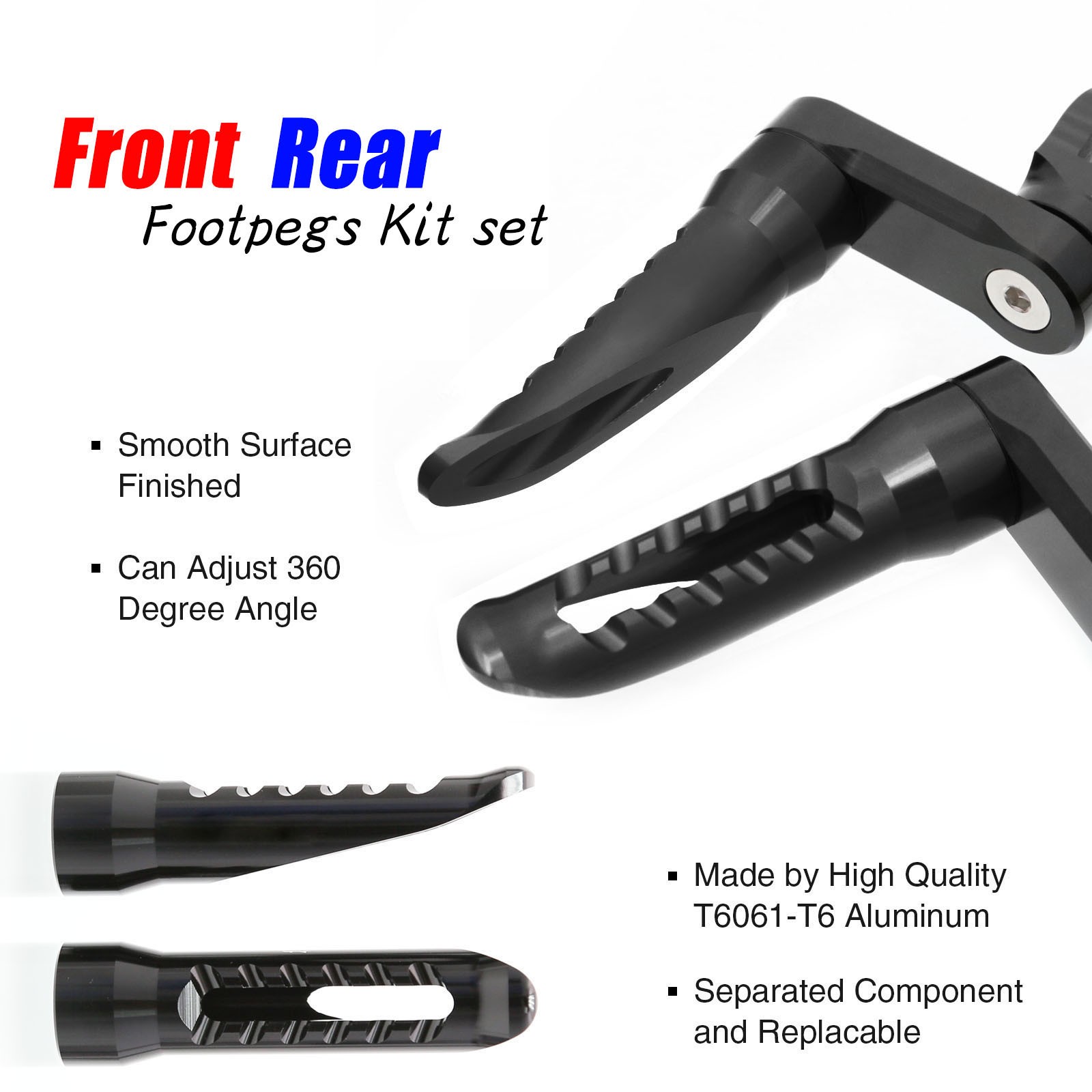 BOB 40mm Riser Black Front Rear Foot Pegs For Buell 1125R All Year
