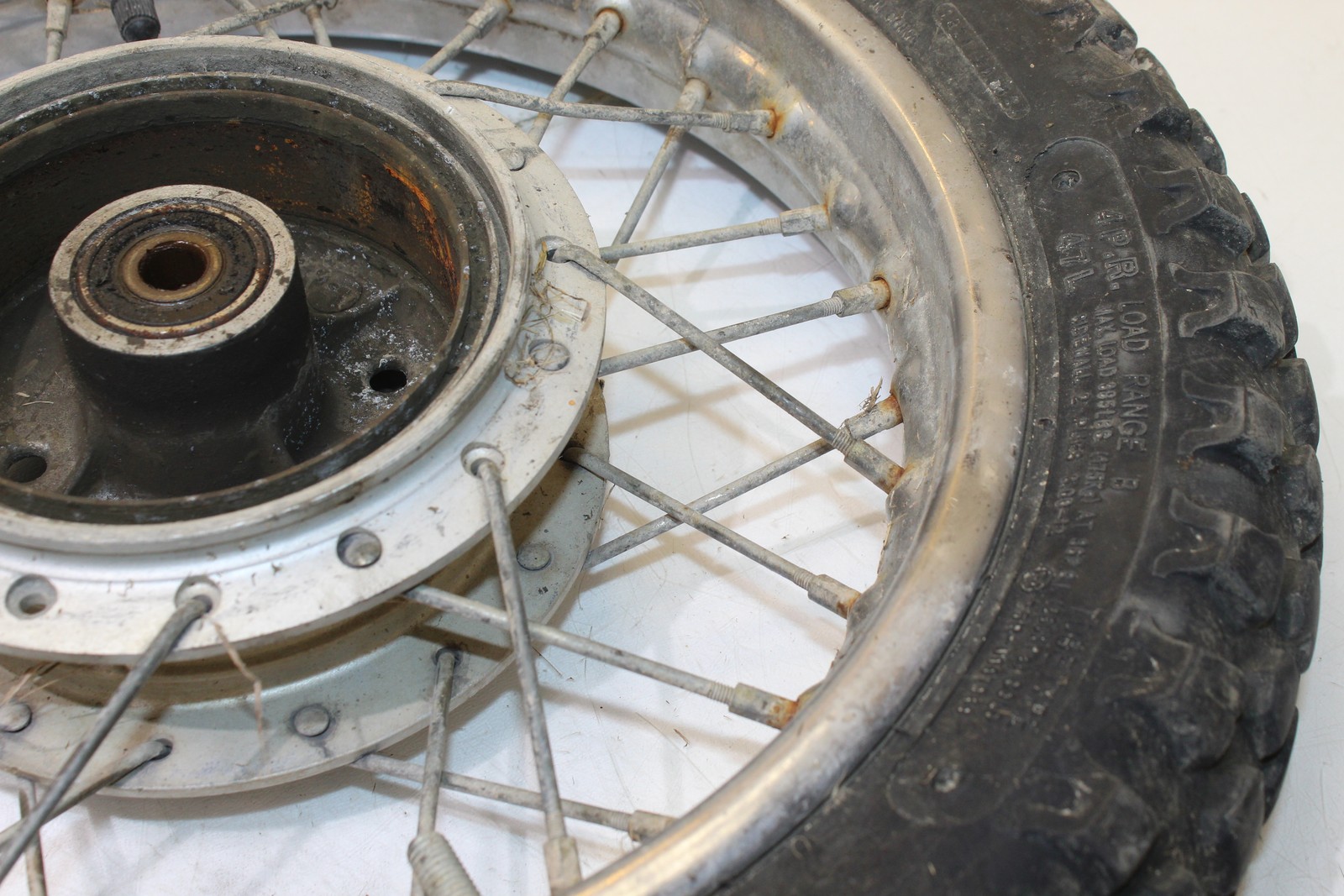 2005 Yamaha TTR90 Rear Wheel Rim W/ MMG 3.00-12 Tire Missing Spoke
