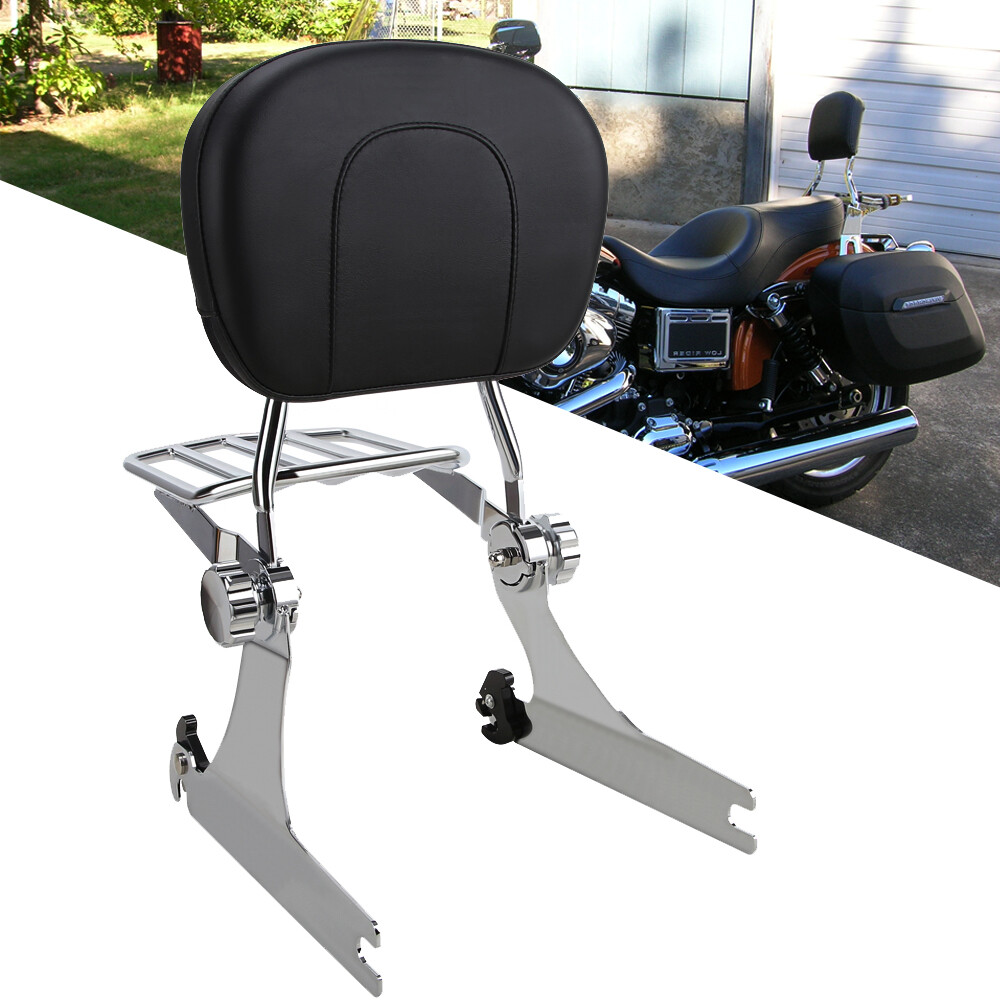 Detachable Backrest Sissy Bar Luggage Rack For Harley Dyna FXD Super Glide 00-05