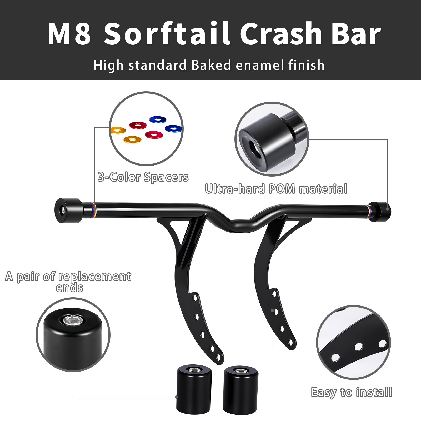 Engine Front Guard Crash Bar For Harley Softail Street Bob Low Rider ​2018-2025