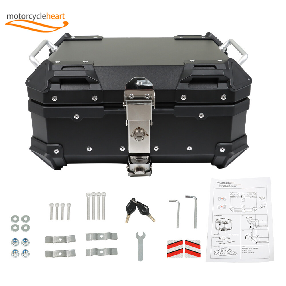 Black Motorcycle Top Case Tail Box Sturdy Luggage Storage Rear Tour Box 22L