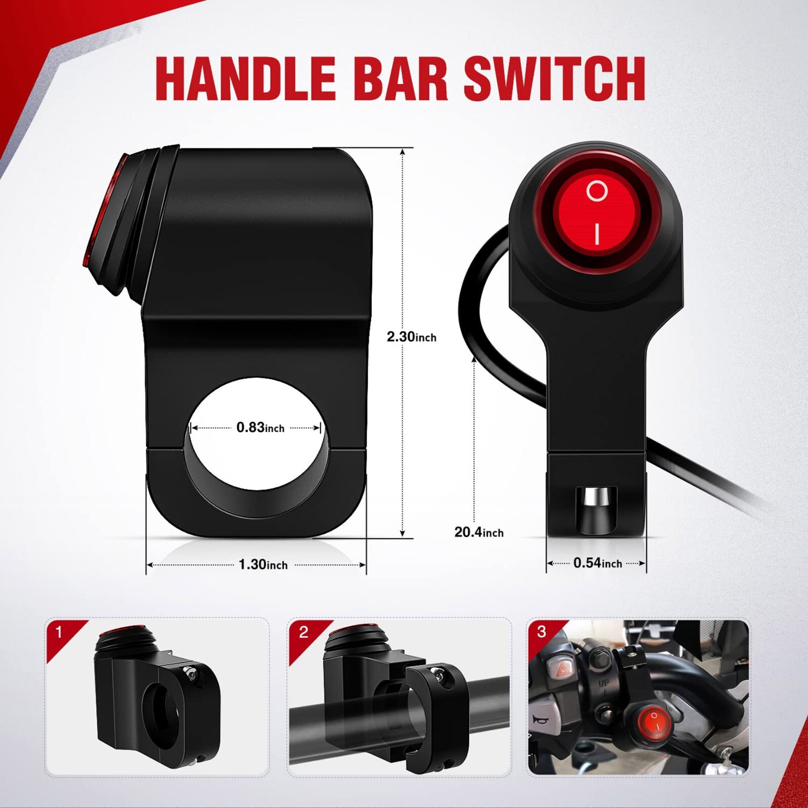 LED Motorcycle Switch ON OFF Handlebar Mount Push Button 12V Headlight Fog Light