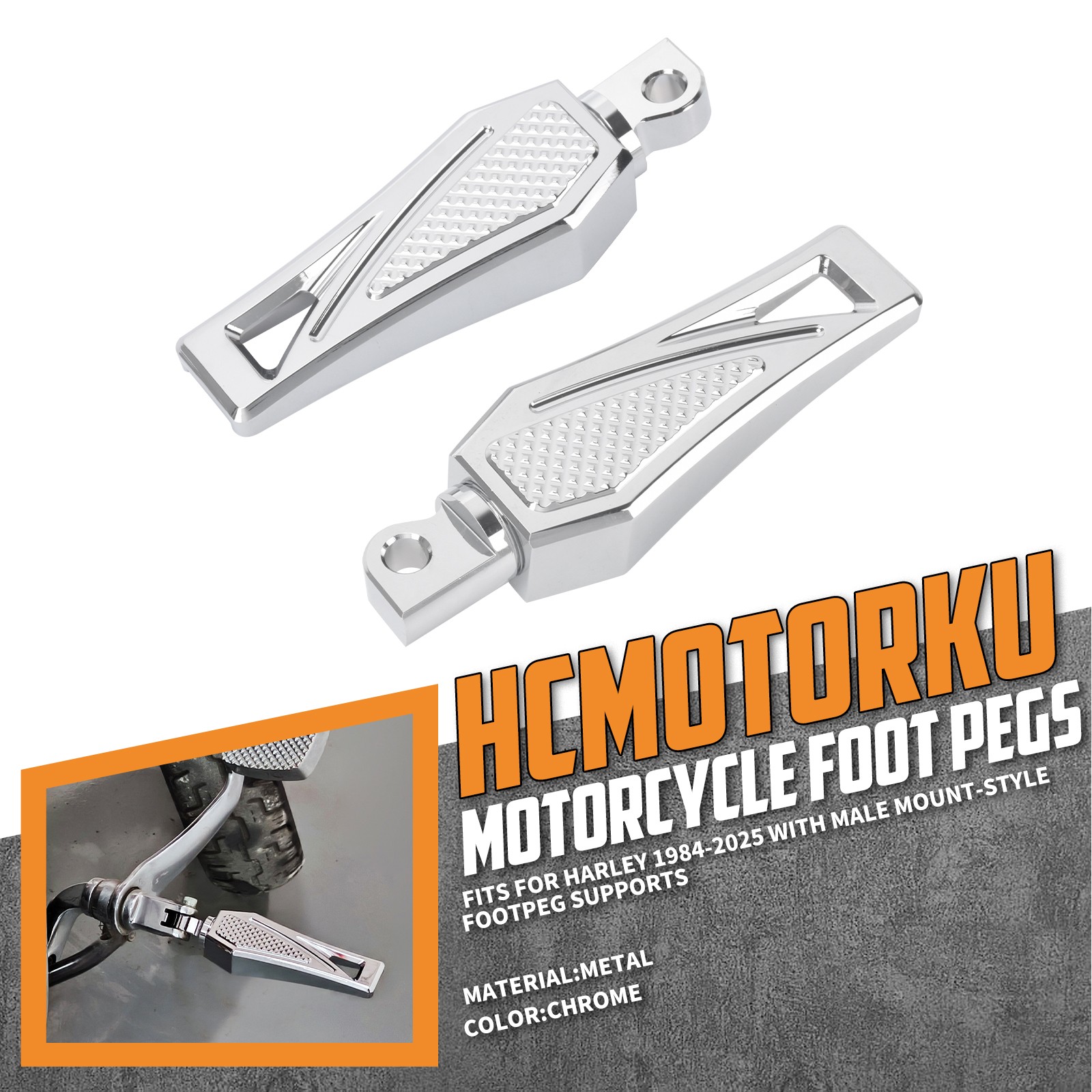 Chrome Rear Foot Peg Foot Rests For Harley Touring Electra Glide Dyna Wide Glide