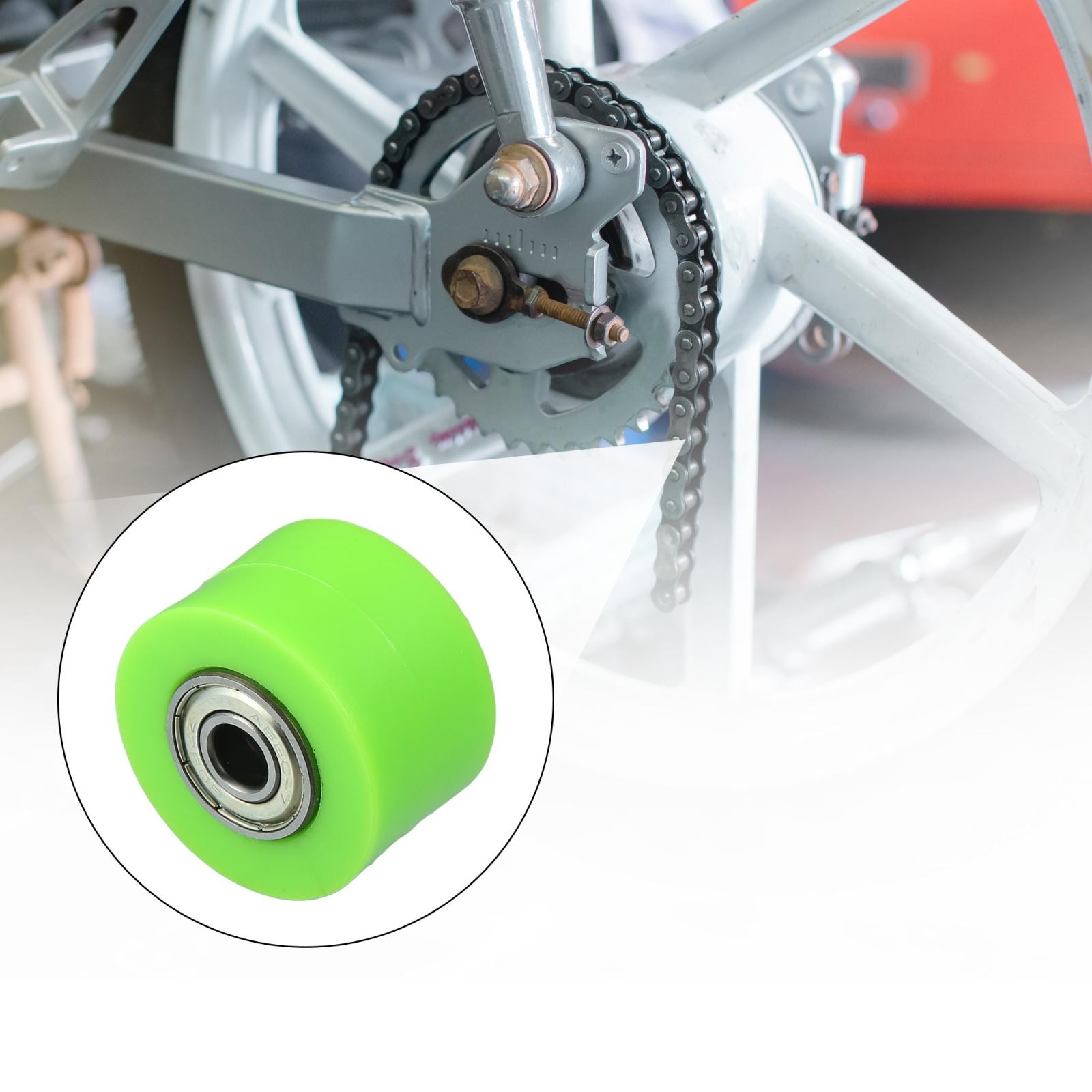 8mm Drive Chain Pulley Roller Slider Tensioner Rubber Wheel for Motorcycle Green