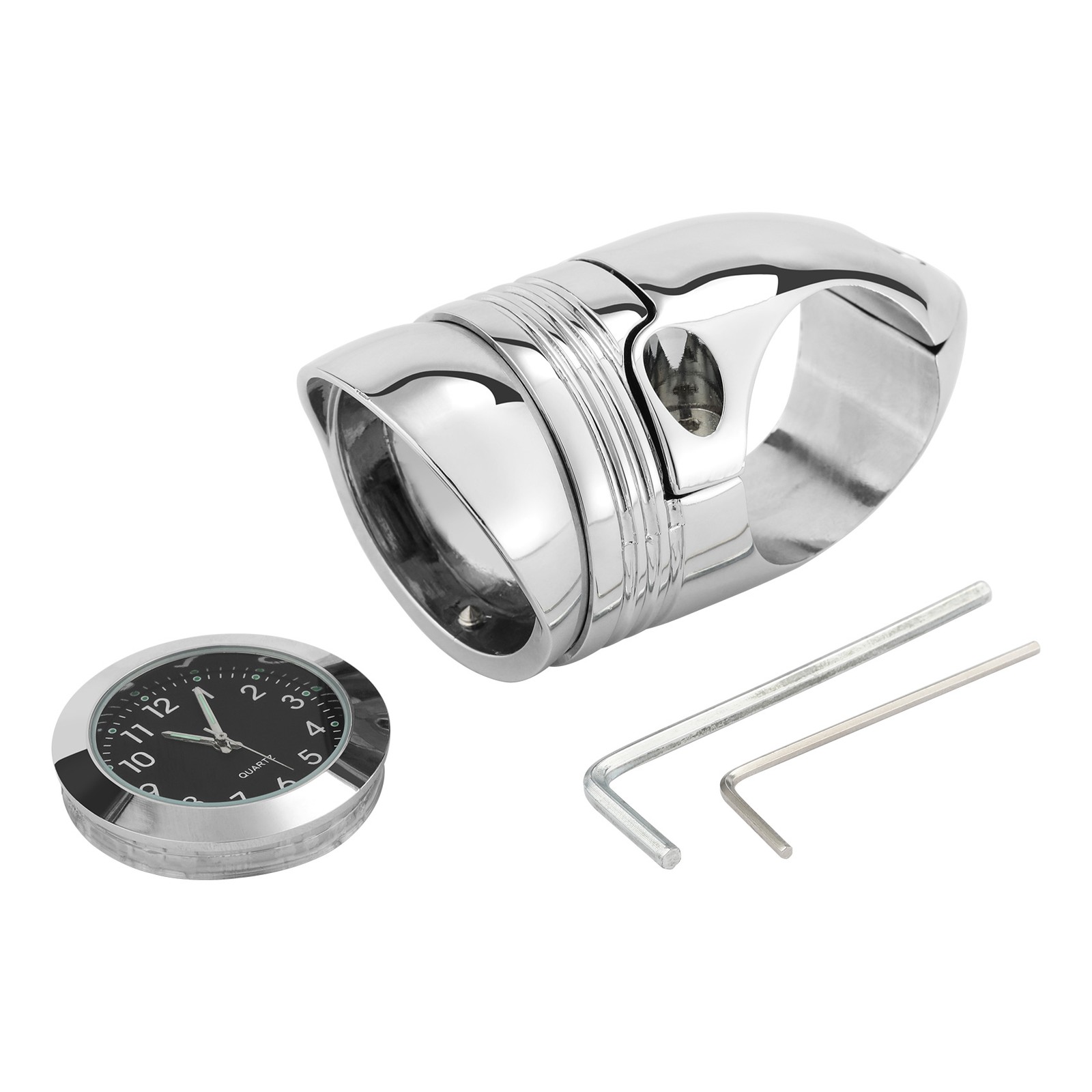 Handlebar Clock Chrome 1.25″ Mount Fit For Universal Motorcycle